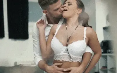 Squeezing Boobs While Kissing on neck